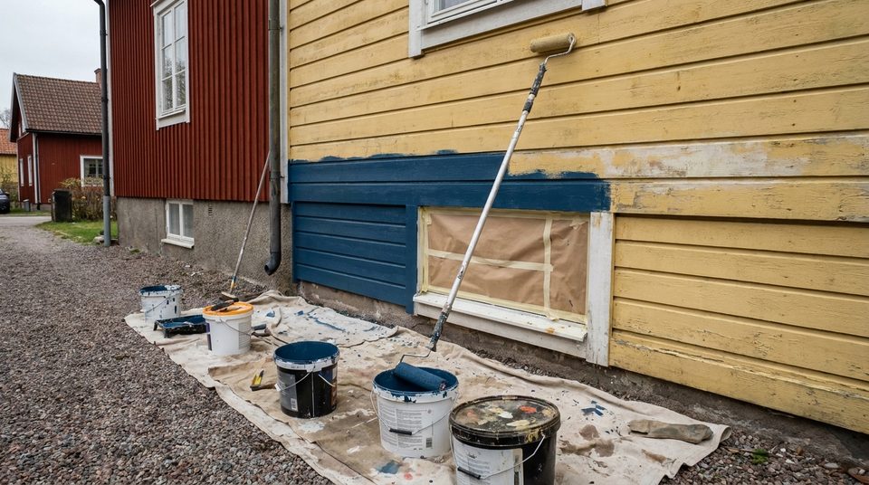 Ommålning av träfasad